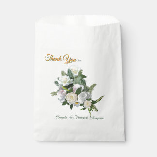 Luxurious, White, Flowing Silk & White Roses. Favor Bag