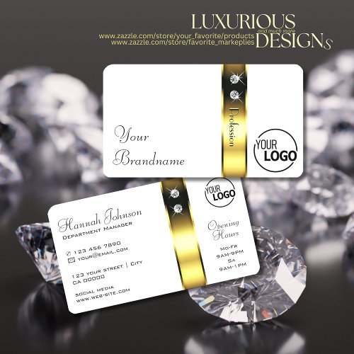 Luxurious White Gold Decorative Diamonds and Logo Business Card