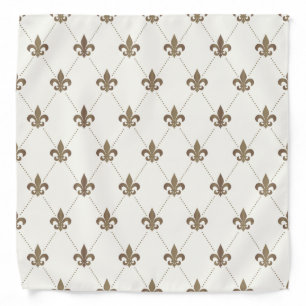 Luxurious White Gold Fleur de Lis Fashion Bandana