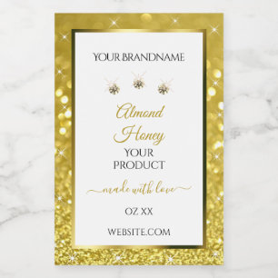 Luxurious White Gold Glitter Product Labels Jewels