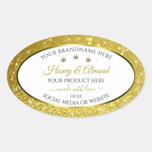 Luxurious White Gold Glitter Product Labels Jewels