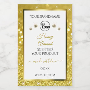 Luxurious White Gold Glitter Product Labels Logo
