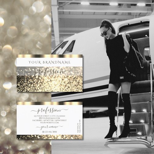Luxurious White Gold Sparkling Glitter Glamorous Business Card