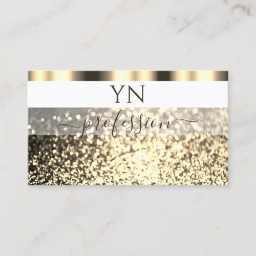 Luxurious White Gold Sparkling Glitter Monogram Business Card