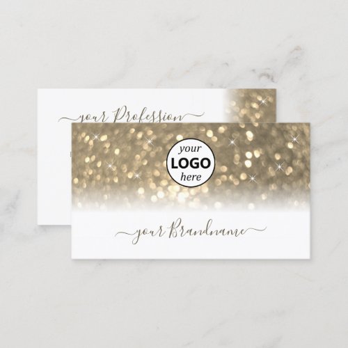 Luxurious White Gold Sparkling Glitter with Logo Business Card