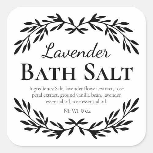 Luxurious White Homemade Bath Salt Labels