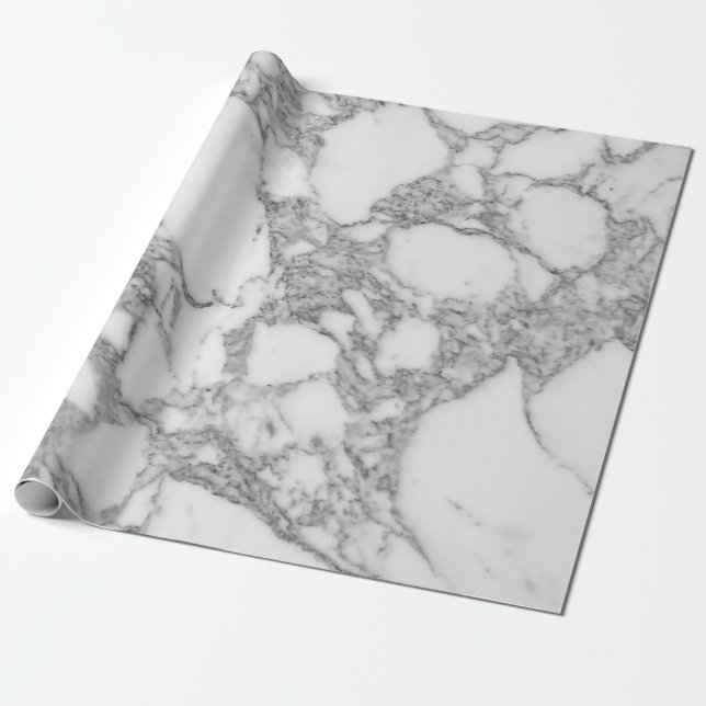 Luxurious white marble stone texture print wrapping paper (Unrolled)
