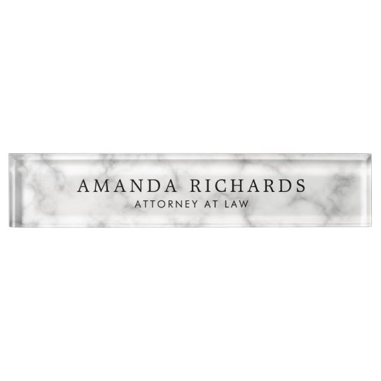 Luxurious White Marble Texture Desk Name Plate Zazzle Com