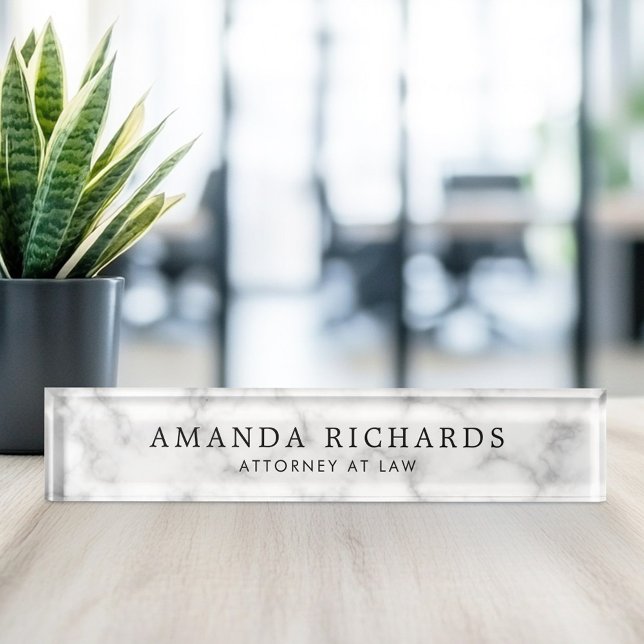 Luxurious white marble texture desk name plate (Luxurious white marble texture desk name plate)