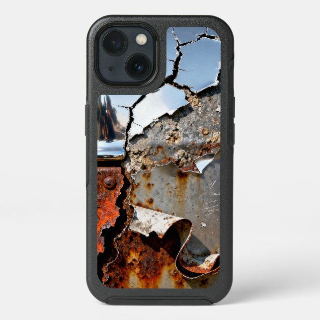 luxurious with rustic crack, rust art creative otterbox iPhone case (Back)