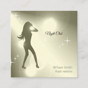 Luxurious Yellow Brilliant Dancing Girl Silhouette Square Business Card