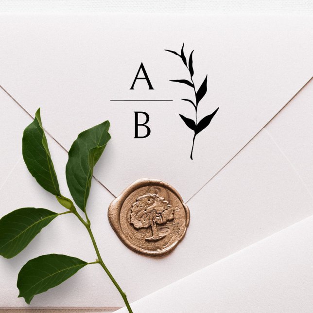 Luxurius Elegant Monogram Botanical Wedding Self-inking Stamp (Creator Uploaded)