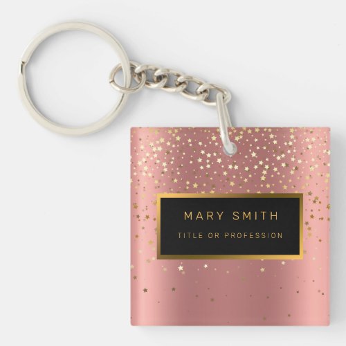 Luxury 2in1 Glitter Gold Pink Star Business Card  Keychain