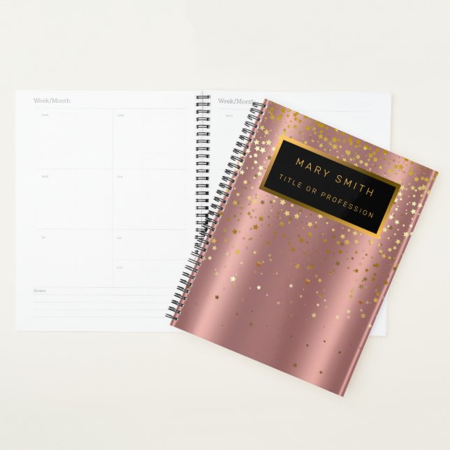 Luxury 2in1 Glitter Gold Pink Star Business Card & Planner (Display)
