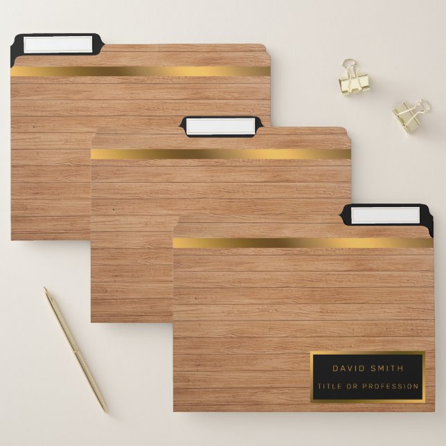 Luxury 2in1 Gold Wood Modern Business Card & File Folder (Set)