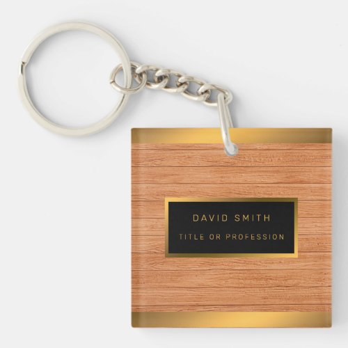 Luxury 2in1 Gold Wood Modern Business Card  Keychain