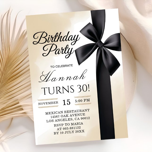 Luxury 30th Birthday Invitation Black & White with (Creator Uploaded)