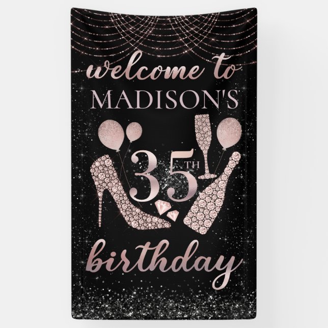 Luxury 35th Birthday Personalized Welcome Sign (Vertical)