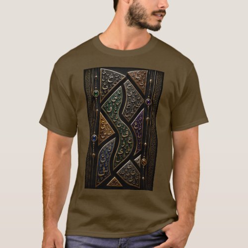 Luxury 3D Arabic Letter Mosaic Abstract T-Shirt