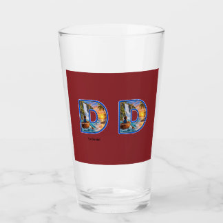 Luxury 3D Blue Letter D Waterfall Adventure Kids Glass