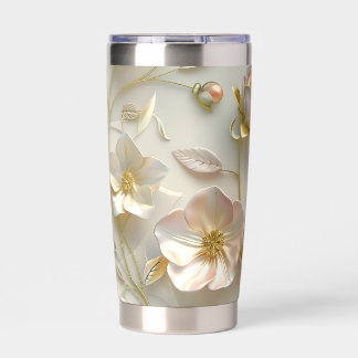 Luxury 3D Embossed Floral Gold Foil Elegant Insulated Tumbler