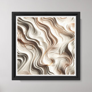 Luxury 3D Fluid Topography Art - Abstract Cream & Canvas Print