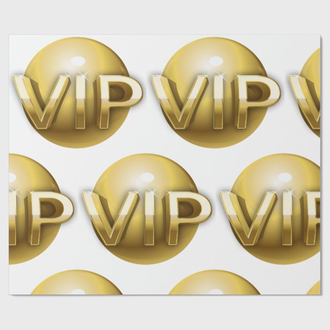 Luxury 3D Gold VIP Emblem Wrapping Paper (Flat)