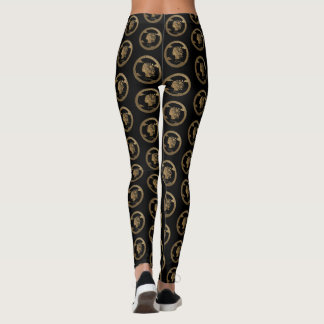Luxury 3D Golden Biophilic Woman Emblem Leggings