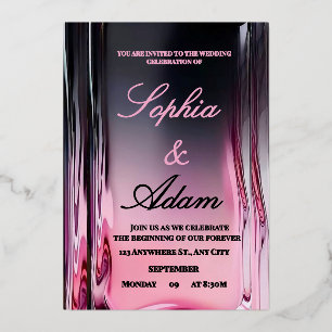 Luxury 3D Pink Glossy Wedding Invitation Foil Invitation
