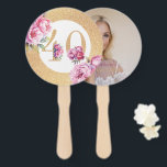 Luxury 40th Birthday Custom Photo Glitter Hand Fan<br><div class="desc">Luxury 40th Birthday Floral Pink Gold Glitter Hand Fan . Easy to personalize. Matching products can be found in Luxury Adult Peonies Birthday Collection. photo: Image by Freepik</div>