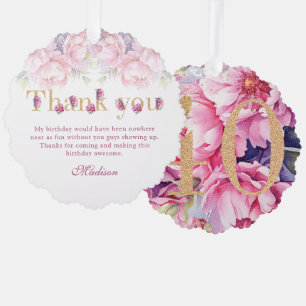 Luxury 40th Birthday Floral Pink Gold Glitter Ornament Card