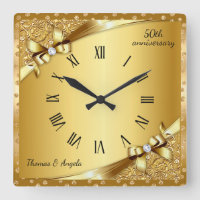 Luxury 50th Anniversary Metallic Gold and Diamond