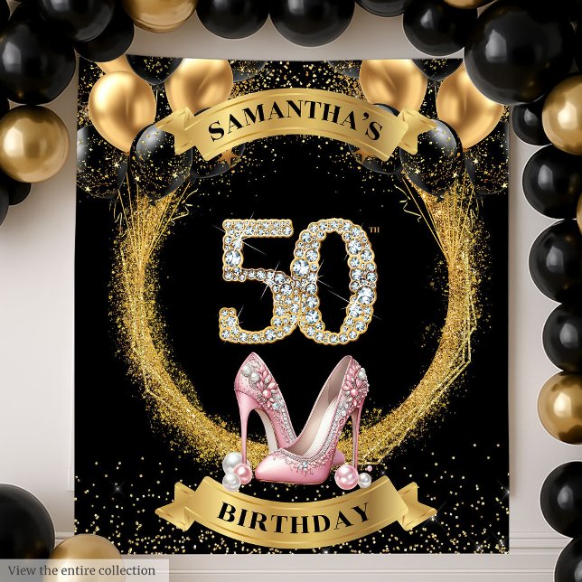 Luxury 50th Birthday Diamond Numbers High Heels Tapestry (Luxury 50th Birthday Diamond Numbers High Heels Tapestry )