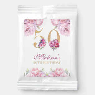 Luxury 50th Birthday Peonies &Glitter Custom Margarita Drink Mix