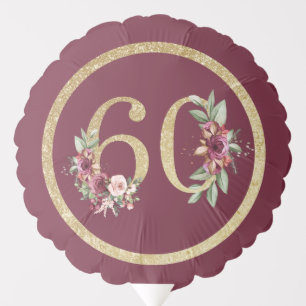 Luxury 60th Birthday Burgundy Gold Balloon