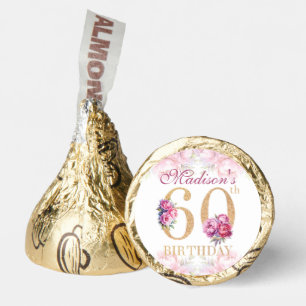 Luxury 60th Birthday Gold Pink Glitter Custom Hershey®'s Kisses®