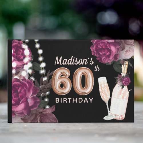 Luxury 60th Birthday Personalized Rose Wine Guest Book