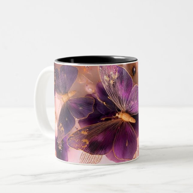 Luxury A butterfly with flower Marble Coffee Mug  (Front Left)