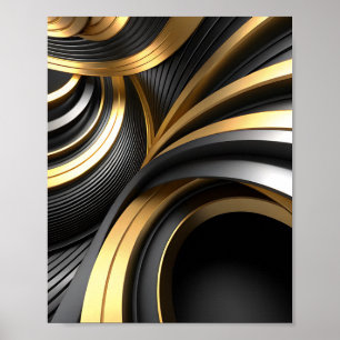 Luxury Abstract Background with Gold and Black Cur Poster
