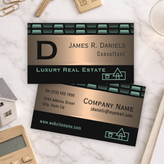 Luxury Abstract Black Green Red Copper Metallic Business Card