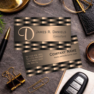 Luxury Abstract Black Red Copper Metallic Business Card