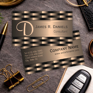 Luxury Abstract Black Red Copper Metallic Business Card