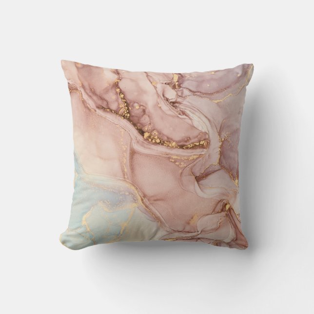 Luxury Abstract Fluid Alcohol Ink Throw Pillow (Front)