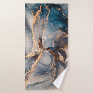 Luxury abstract fluid art painting in alcohol ink bath towel