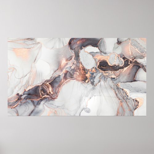 Luxury abstract fluid art painting in alcohol ink  poster