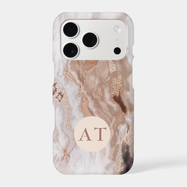 Luxury Abstract Gold Marble Pattern Monogram Iphone Case (Back)