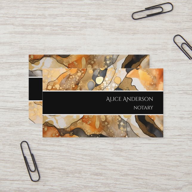 Luxury abstract liquid gold rock elegant unique  business card (Front/Back In Situ)