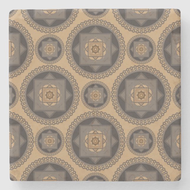Luxury Abstract Mandala Floral Pattern Stone Coaster (Front)