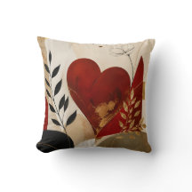 Luxury Abstract Red Heart Pillow