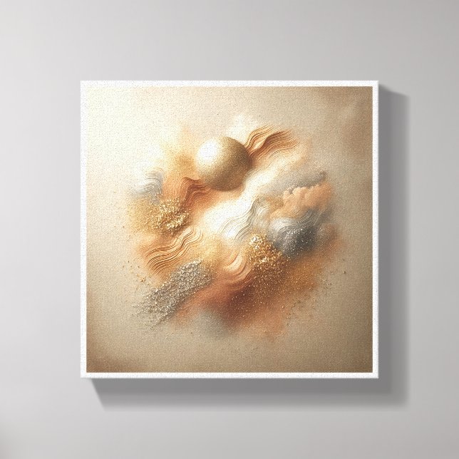 Luxury Abstract Sand & Powder Art - Champagne Gold Canvas Print (Front)